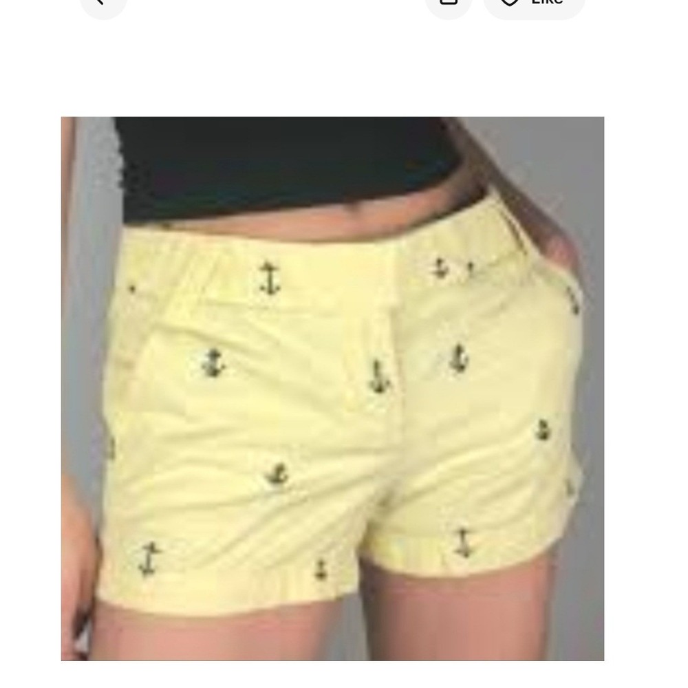 J.Crew Broken-In Chino City Fit Yellow Anchor Embroidered Shorts Womens 6 NWOT